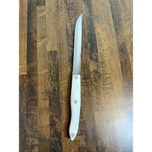 Cutco 1729 JE Pearl White Handle Knife Olean NY USA Serrated Knife 7" Blade